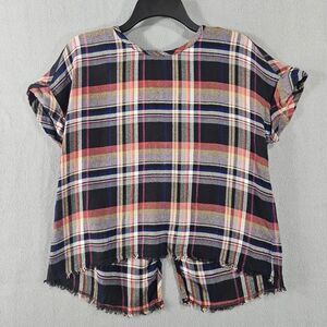 Anthro Cloth & Stone Mallory Flannel Popover with Back Button Detail Small